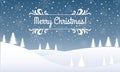 Merry Christmas landscape. Winter background with snow, fir trees and snowflakes. Holiday banner, greeting card design. Vector Royalty Free Stock Photo